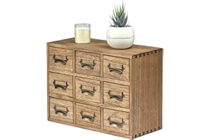 KIRIGEN Holzschreibtisch Aufbewahrungsschrank 9 Schubladen Mini Kommode mit Metallgriffen Desktop Organizer Storage Box für Home Office Dunkelbraun