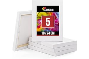 Zenacolor Leinwand auf Keilrahmen 5er Set - Leinwand Zum Bemalen 18x24-5 Canvas 100% Säurefreie Baumwolle - Leinwände zum Malen für Alle Farbarten
