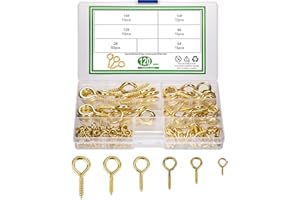 Jttxiu 120 Pezzi Bulloni a Occhiello, Occhio Bulloni Ganci Avvitabili con Filettatura, Viti a Occhiello, Ganci a Vite per Legno, Artigianato, Mobili (oro)