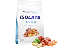 ALLNUTRITION Whey Izolat Białka w Proszku Wzrost mięśni Suplement diety z rozgałęzionymi aminokwasami BCAA Pure Isolate Shake Bezglutenowy 908 g Czekolada Karmel Orzech