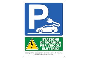 Pubblimania Parcheggio Ricarica Auto Elettriche Ispezionare Cavo | Cartello in Alluminio spessore 3 mm, per esterno/interno (Ispezionare Cavo, 30x40)