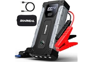Sharmeal Car Jump Starter 6000A, Jump Starter Power Pack for All Gas and 10.0L Diesel, 12V Portable Car Battery Booster Jump Starterwith Jump Leads, LED Light