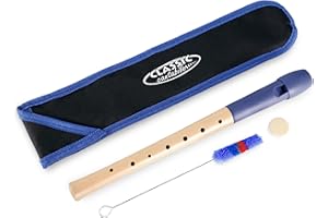 Classic Cantabile Pivella C-Sopran Blockflöte - Aus Ahornholz mit Kopf aus Kunststoff, dadurch ideal für Einsteiger - Deutsche Griffweise - Inkl. Etui, Grifftabelle, Wischerstab und Korkfett - Blau