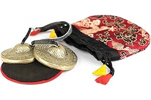 KLANGSCHALEN-CENTER Zimbeln, handgefertigt in Nepal, inklusive Beutel aus traditionellem Stoff