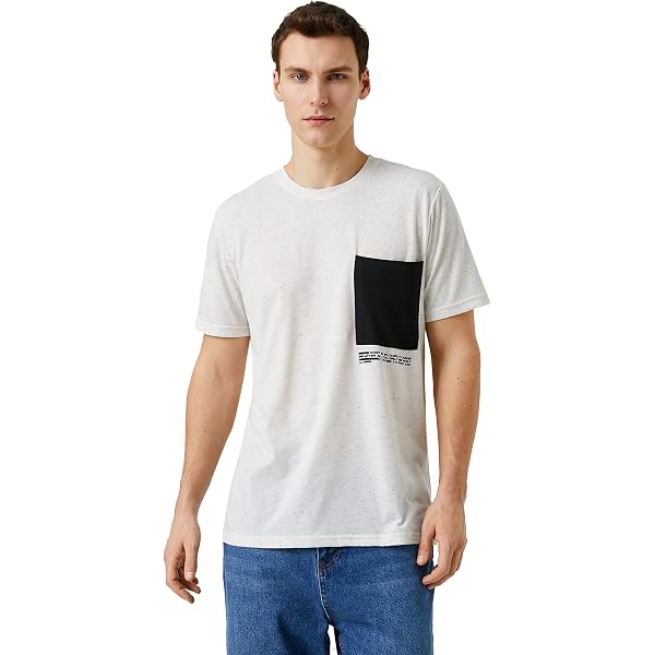 Koton Herren Basic T-Shirt – Kurzarm, Crew Neck – Grau, Größe L, 100% Polyester