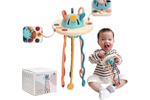 WOEAU Food Grade Silicone Pull String Activity Toy Baby Pull String Toy for Toddlers Sensory Toys for Babies for 1 2 Year Boys Girls Boy &Girl Infant Birthday Gifts