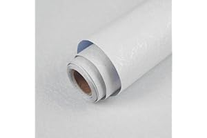 Abyssaly Carta Adesiva per Mobili Bianco, Pellicola Adesiva per Mobili Seta, Carta da Parati Adesiva Impermeabile PVC Plastica Decorare Mobili Armadio Cucina Bagno Camera 44X500cm