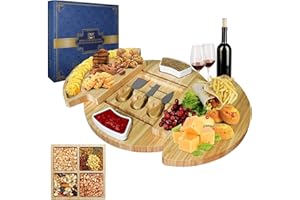 Louis Donné Cheese Board with Knife Set, Cheese Platter Charcuterie Board Plate Set, Serving Tray for Wine Crackers Brie and Meat, Large Thick Wooden Serving Board, Housewarming Gift for Gourmets