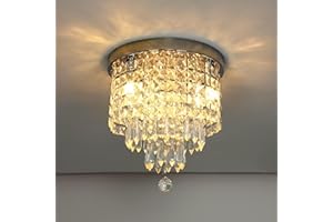 ‎DINGLILIGHTING DINGLILIGHTING Modern Kronleuchter Kristall Leuchte mit Elegantem Design, Kristall Deckenleuchte, Breite 25 x Höhe 24 cm, 3 Lampenfassungen für Flur, Wohnzimmer, Schlafzimmer, Esszimmer, Hotel