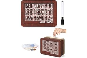 Bohoray Tirelire en Bois 500, Boite a Argent avec Compteur, Tirelire Réutilisable avec Objectif D'épargne et Chiffres à Cocher pour Aider Les Enfant à Commencer à Economiser