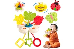 Fajiabao Juguetes Bañera Bebe,Juguete Bebes 6-12 Meses Montessori Juguete de Baño con Spinner Ventosa Juegos + Tirar Cuerda Sensorial Mordedor Regalo Bebe 1 2 Año