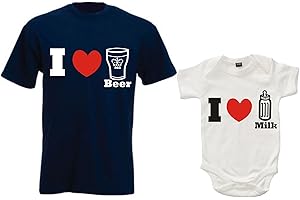 Edward Sinclair 'Daddy I Love Beer T-Shirt and Baby I Love Milk Body Gift Set'