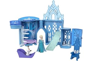 Mattel Disney Frozen Toys, Elsa Stackable Castle Doll House Playset with Small Doll and 8 Pieces, Inspired by the Disney Frozen Movies, Kids Travel Toys and Gifts, JDP23