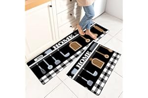 LXTOPN Tappeto da cucina lavabile e antiscivolo, lavabile con retro in gomma naturale, 40 x 120 cm e 40 x 60 cm (altezza x larghezza)