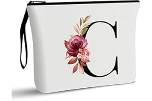 VAVABOX A-Z - Bolsa de Maquillaje Personalizada, Regalos de cumpleaños para Mujeres y Madres, Regalos para Mejor Amiga, Bolsa de cosméticos para Novia, Dama de Honor, Señoras (A) (C, Blanco)