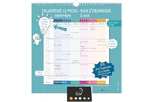 BLUMIE SHOP Lot Calendrier Familial " Bien S'organiser " Septembre 2025 à Août 2026 + 1 Index Adhésif Blumie (30 * 30 Oberth Scolaire)