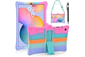 KATUMO Colore Silicone Cover per Samsung Galaxy Tab S6 Lite 10.4 Pollici 2022 SM-P610N/P615N Con Supporto Per Penna, Morbida Copertura Protettiva Antistress per Tab S6 Lite [Penna Stilo e Cinturino]