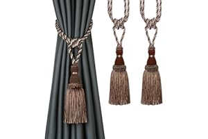 BEL AVENIR - Fermatende decorativi, realizzati a mano, con nappe, colore: caffè scuro, 2 pezzi