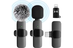 TEASHOW Wireless Lavalier Microphone for iPhone iPad Android Phone, Mini Bluetooth Lapel Mic for Video Recording Clip On Microphone for Vlogging Podcast Live Steam Vlog Interview YouTube TikTok