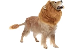 CQJ Dog Lion Mane Wig for Medium and Large Dogs - Realistic Light Brown L