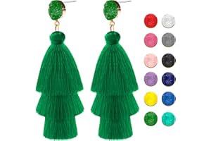 CUTILAND Tassel Earrings for Women,Boho Earrings for Women,Red Earrings for Women,Boho Earrings,Earrings for Women Dangling,Funky Earrings,Bohemian Earrings for Women,Festival Earrings,Funky Earrings for Women