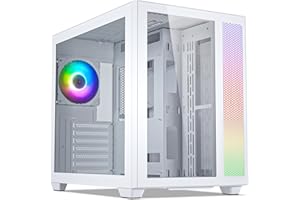 Vetroo AL700 Mid-Tower ATX White PC Case Dual Tempered Glass Panel Top & Baseplate 360mm Radiator Support Computer Gaming Case ARGB with LED Strip Pre-Installed Rear 120mm Addressable RGB Fans