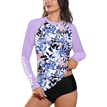 Eteoepo Damen Rashguard Langärmlig – Mit LSF 50+, Schnelltrocknend, Für Schwimmen, Surfen & Sport