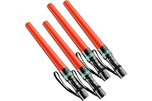 RoadHero 4 Pack Traffic Baton, 16 Inch LED Flashlight Traffic Control Wand with 5 Flashing Modes, Small Orange Safety Wand, Night Signal Light for Airport, Parking Directing