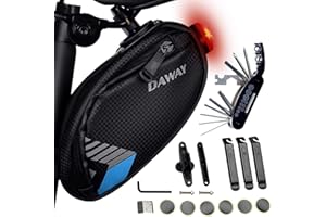 DAWAY Bike Repair Tool Kits - Bicycle Repair Bag & 120 PSI Bike Pump or Saddle Bag Set, with 16 in 1 Bicycle Multitool, Bike Tyre Levers Wrench, Portable Patches Fixes - Practical Cycling Accessories