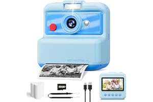 CAMCLID Macchina Fotografica Bambini Istantanea, 3,0 Pollici Fotocamera Bambini, 48MP/2,5 UHD Macchina Fotografica Istantanea con Scheda da 32 GB, Regali per Ragazze Ragazzi 3-12 Anni (Blu)
