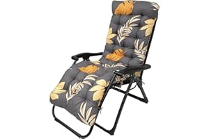 AevQuas Sun Lounger Cushions Only, 170 x 53 cm Rocking Chair Cushion with 6 Ties and Fixed Top Cover Anti-Slip Sunbed Garden Recliner Chair Cushion for Outdoor Beach Porch Swing Patio (No Chair)