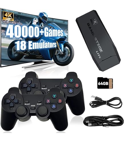 Game Stick Retro Con Más De 20.000 Juegos Clásicos – Plug & Play HDMI, 2 Mandos Inalámbricos 2.4G, Compatible Con 23 Idiomas. Regalo Ideal Para Niños Y Adultos. Fácil De Usar Y Guardar.