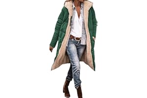Duohropke Sherpa Jacken für Damen,Wendemantel für Damen,Damen 2023 Herbst Mode Mäntel,Damen Zip Up Warm Fleece Mäntel mit Reißverschluss Casual Loose Fleece Lange Kapuzenjacken Oberbekleidung