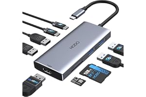 HODO USB C Hub für Macbook, USB-C Adapter Multiport 9 in 1 mit 4K 60Hz HDMI, 100W PD, SD TF Kartensteckplatz, 4USB und USBC Datenport, Type-C Dongle für Mac Book Pro Air/iPad/Surface/HP