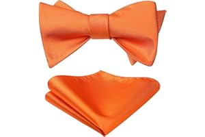 HISDERN Hommes Noeud Papillon mouchoir ensemble en serge de couleur unie nœuds papillon auto-noués pour la Fête de Mariage