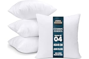 Utopia Bedding Cushion Inserts (Pack of 4) – 45x45 cm (18x18 inch) Hollowfibre Inner Pads for Sofa or Bed – White Cushion Fillers Thorw Pillow