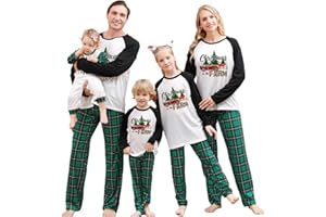 ANVIGO Weihnachtspyjama Familie Set, Schlafanzug Weihnachten Familie, Family Christmas Pajamas, Weihnachten Schlafanzug Langarm Zweiteiliger Set (Grün)