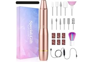 FOLAI Torno para Uñas, Lima de Uñas Profesionales con Set de 11 Tipos de Brocas de Pulido Pedicura, Lima Electrica Uñas de Vlocidad Ajustable para Manicura Pedicura(dorado)…