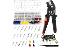 QLOUNI 815 Pièces Pince a Sertir Cosse Electrique 0,25-1.5mm²(AWG 23-16),Avec 395PCS Cosse Electrique,Cliquet Auto-Adjuvsable,Cosses Sertir,Pince a Sertir Cosse Electrique Pour Connexion de Fils