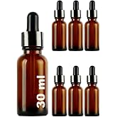 Afracam 30 ml Metal Kapaklı Damlalık Dropper Şişesi Serum 30 cc Cam Şişe 6 Adet (Siyah Kapak, Amber/Kahverengi)