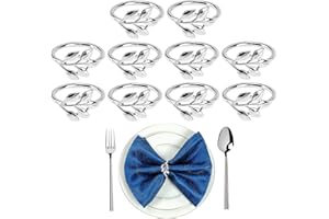 CAYBATS 10 Stück Serviettenringe in Silber, Metall Serviettenhalter Ring,Vintage Servietten Ringe,Blätter Serviettenschnallen für die Tischdekoration Weihnachten,Hochzeit,Esstischdekoration (Silber, 43mm)