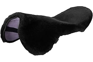 WERNER CHRIST CHRIST Housse de Selle English de en Peau de Mouton véritable pour Une séance Confortable, Taille Pony et Warmblood pour Selle de Cheval 14,5-15,5" et 15,5-17,5", Naturel, Gris, Noir, Brun