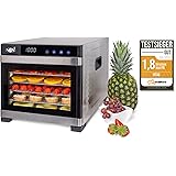 Dörrautomat Edelstahl Vita5 Nobel PRO 6 • Dörrgerät 6 Etagen • 24 Stunden Timer • 650 Watt • LED Bedienfeld für Temperatur &