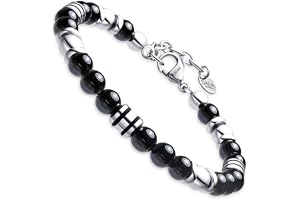 Dada Gioielli - Herrarmband i natursten, 6 mm, Onyx, sodalit, tigeröga, svart obsidian, röd jaspis, turkos - mycket starkt ar