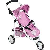 Bayer Chic 2000 Cochecito Jogging Buggy Leon – 3 Ruedas Con Manillar Ajustable 49-78 Cm – Para Muñecas De Hasta 50 Cm – Gris Y Rosa