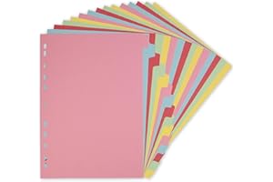 Elba A4 15-Part Card Dividers – Assorted Colours, Multi-Punched, 240gsm Recyclable Manila