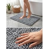 Ş&ouml;nil Banyo Paspası, Mikro Elyaf, Beyaz, 40x60 cm Banyo Halısı, Uzun T&uuml;yl&uuml;, Y&uuml;ksek Emicilik, Makinede Yıkanabilir (Gri)