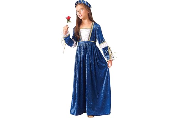 Rubies Disfraz Julieta para niñas, Vestido largo con tocado para la cabeza, Princesa Medieval, Edad media, Oficial, para Carnaval, Cumpleaños y Fiestas