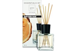 ‎IPURO ipuro Essentials Raumduft cedar wood - Raumduft für ein warmes und würziges Raumklima - Lufterfrischer mit hochwertigen Inhaltsstoffen (50ml) - aus Glas mit Rattanstäbchen