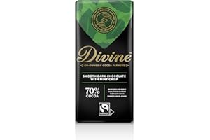 Divine 70% Cocoa Dark Chocolate With Mint Crisp, 90 g bar
